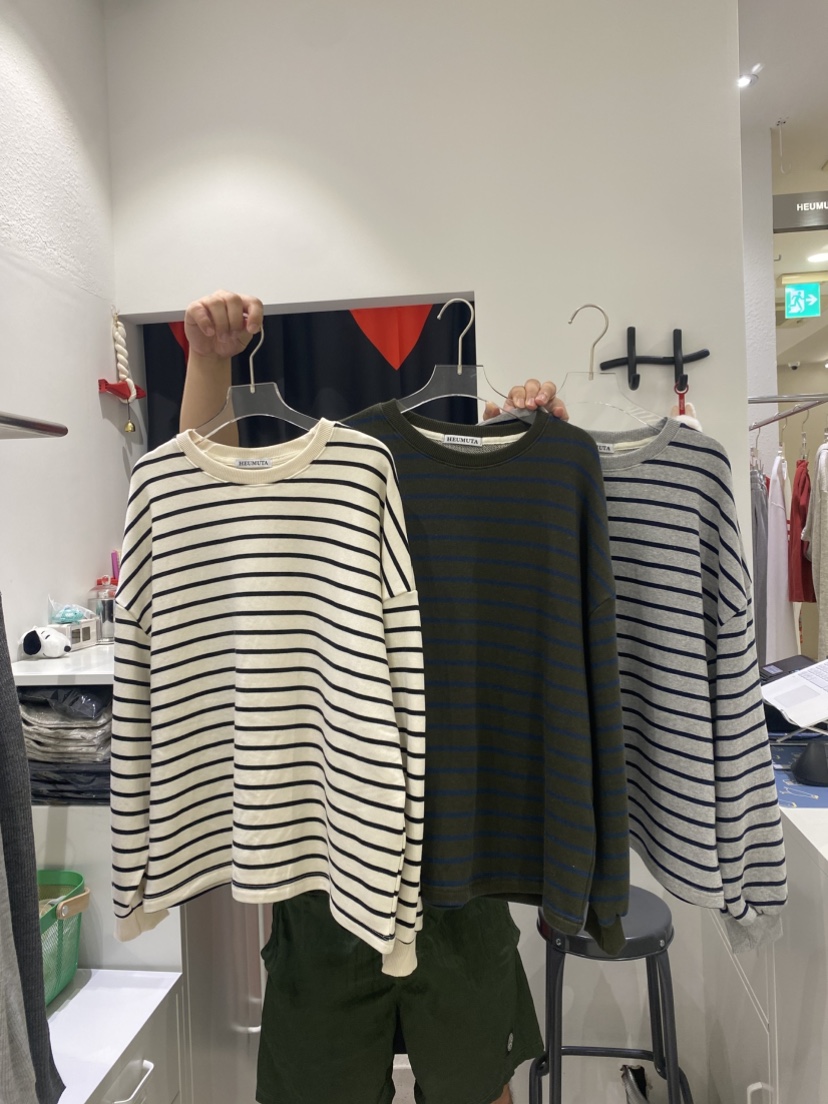 HEUMUTA東大門㊣代購女士新品時尚25秋冬熱賣職業休閑衛衣條紋HEUMUTA衛衣