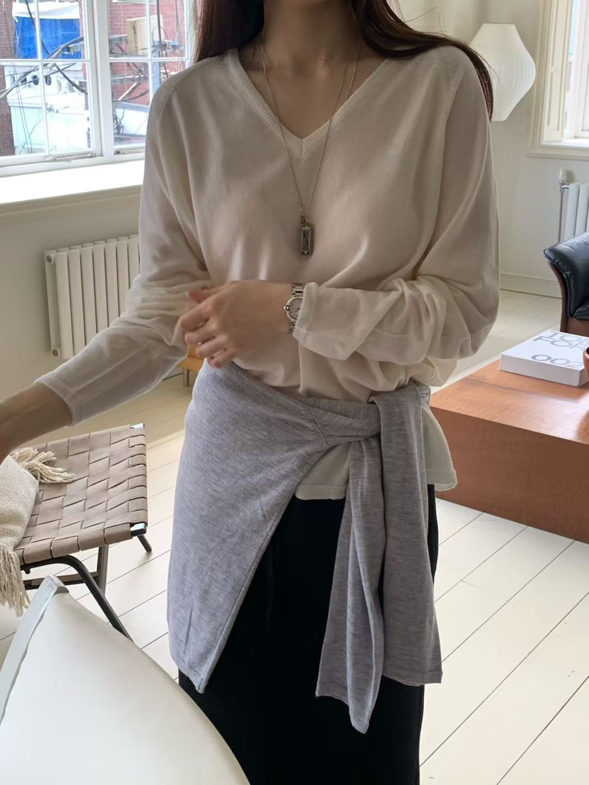 TAF韓國直郵㊣女裝新款人氣時尚職業真品25秋冬推薦針織衫V領TAF針織衫