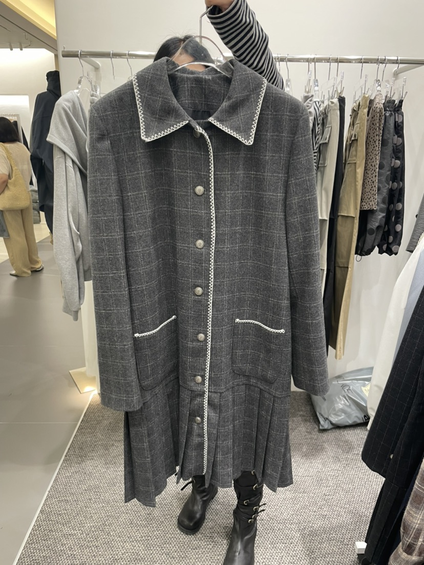 ANNA VERRY-P韓國直郵㊣女裝新品時尚休閑連衣裙刺繡格紋ANNA VERRY-P連衣裙