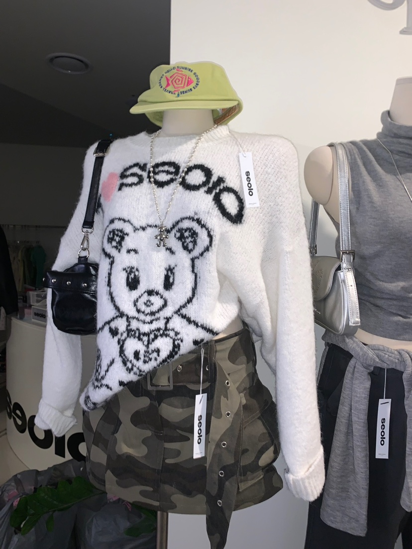 SEOLO東大門㊣代購女裝新品25秋冬推薦人氣休閑短裙含腰帶迷彩Seolo seoul短裙