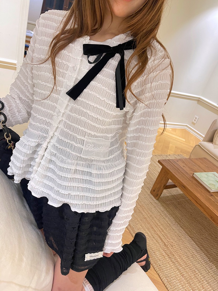 BOUTIQUE-L韓國代購㊣女裝新款休閑推薦職業25秋冬襯衫蕾絲衫BOUTIQUE-L襯衫/蕾絲衫