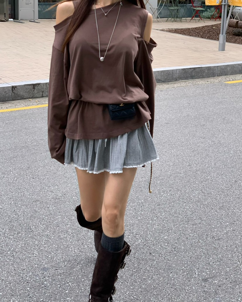 REVE CITE-L東大門㊣實拍女士新品熱賣休閑長袖T恤不含腰帶REVE CITE長袖T恤