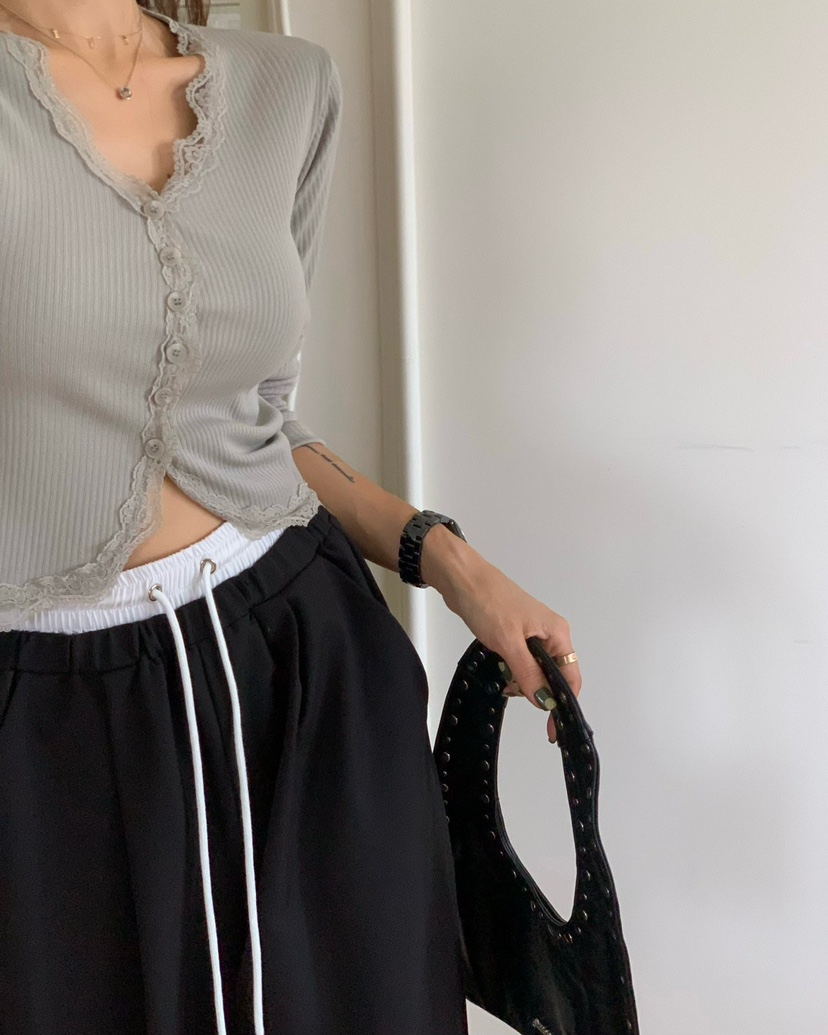 REVE CITE-L東大門㊣直郵女士新款真品25秋冬針織衫蕾絲開衫REVE CITE針織衫