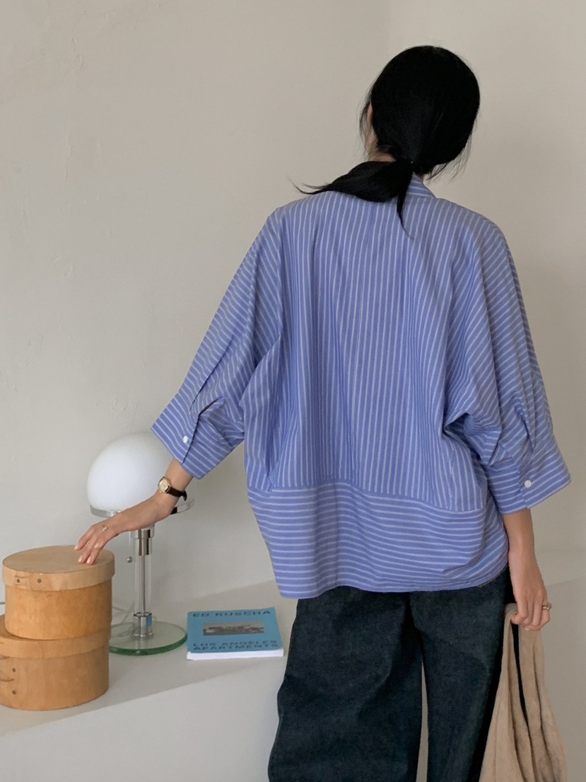 THE SIL東大門㊣直郵女士新品人氣時尚熱賣襯衫蕾絲衫條紋THE SIL/1 2ILLY襯衫/蕾絲衫