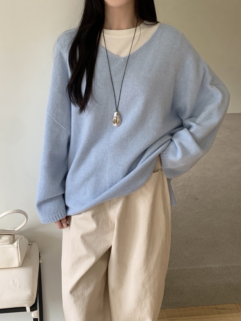 BOUND.A東大門㊣代購女裝新品休閑真品職業熱賣25秋冬針織衫V領BOUND.A針織衫