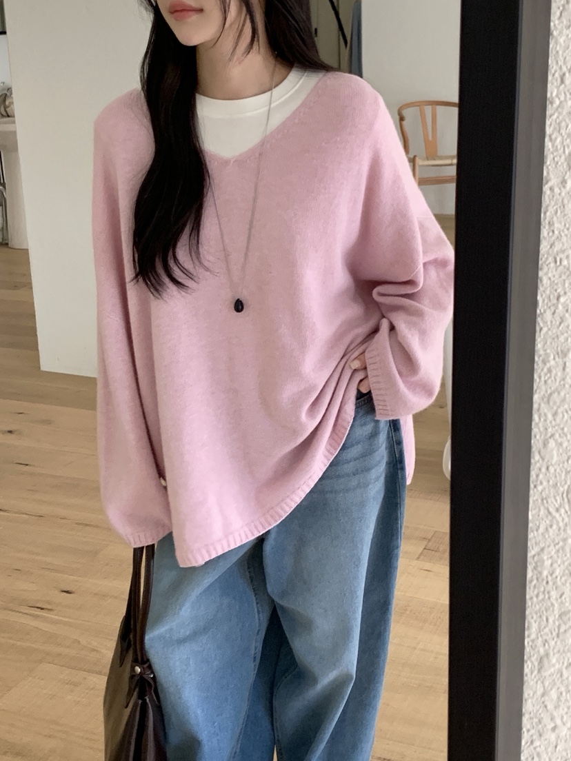 BOUND.A東大門㊣代購女裝新品休閑真品職業熱賣25秋冬針織衫V領BOUND.A針織衫圖色2