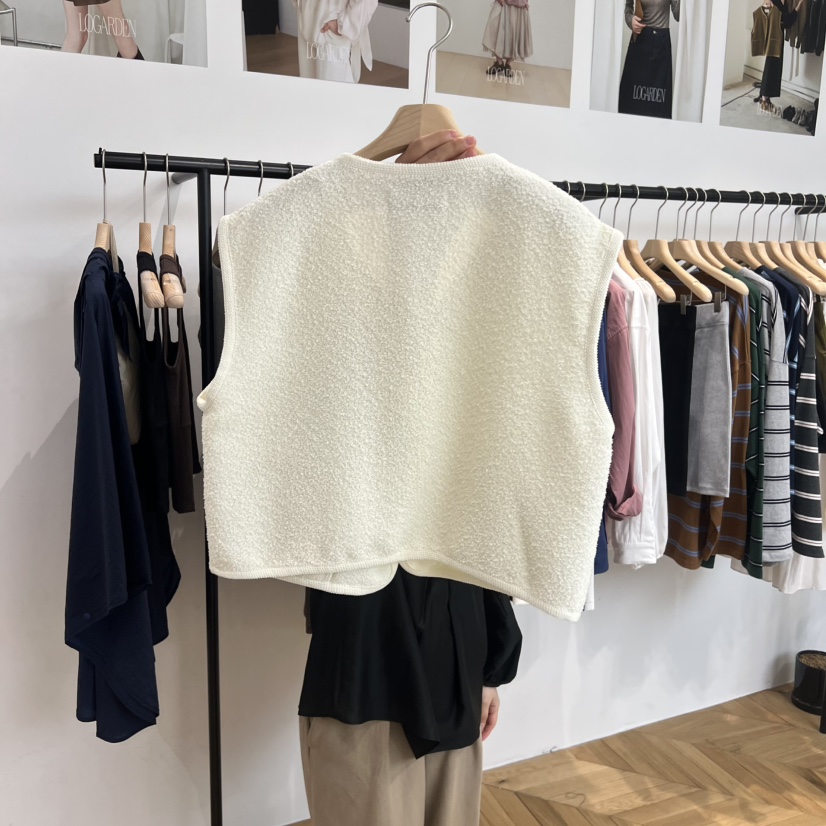 LOGARDEN韓國直郵㊣女裝新品真品職業休閑時尚25秋冬馬甲口袋LO GARDEN馬甲