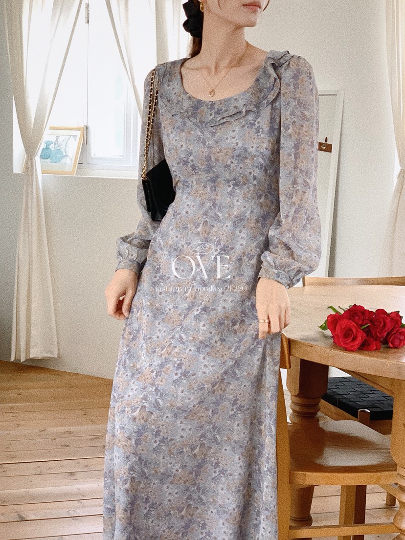 OVE東大門㊣代購女士新品職業25秋冬休閑熱賣時尚連衣裙透視OVE連衣裙