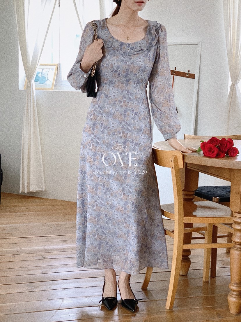 OVE東大門㊣代購女士新品職業25秋冬休閑熱賣時尚連衣裙透視OVE連衣裙