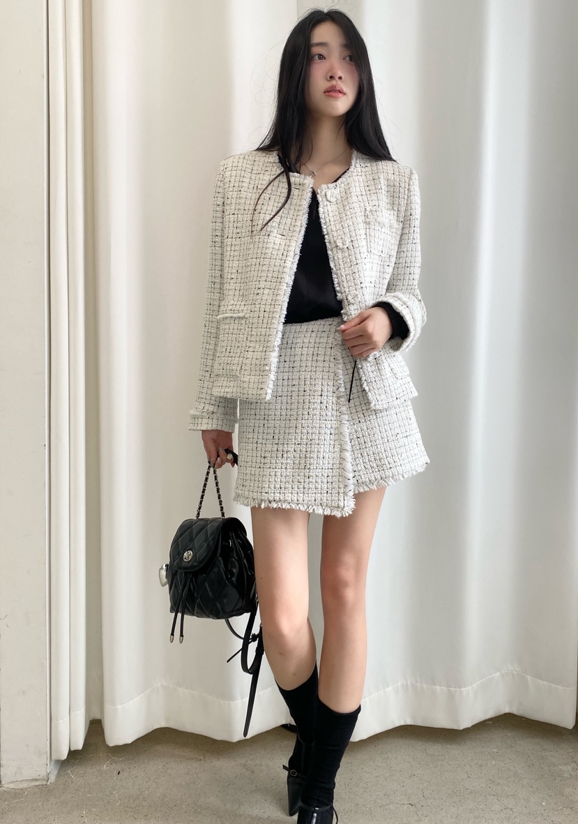 NDE韓國代購㊣女士新款熱賣時尚人氣25秋冬真品夾克粗花呢羊毛NDE夾克