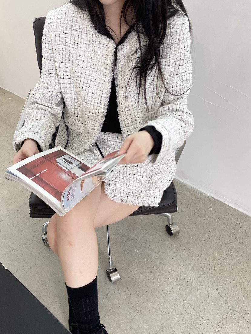 NDE韓國代購㊣女士新款熱賣時尚人氣25秋冬真品夾克粗花呢羊毛NDE夾克