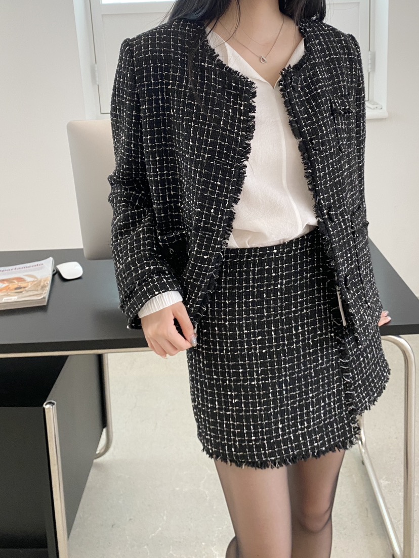 NDE韓國代購㊣女士新款熱賣時尚人氣25秋冬真品夾克粗花呢羊毛NDE夾克