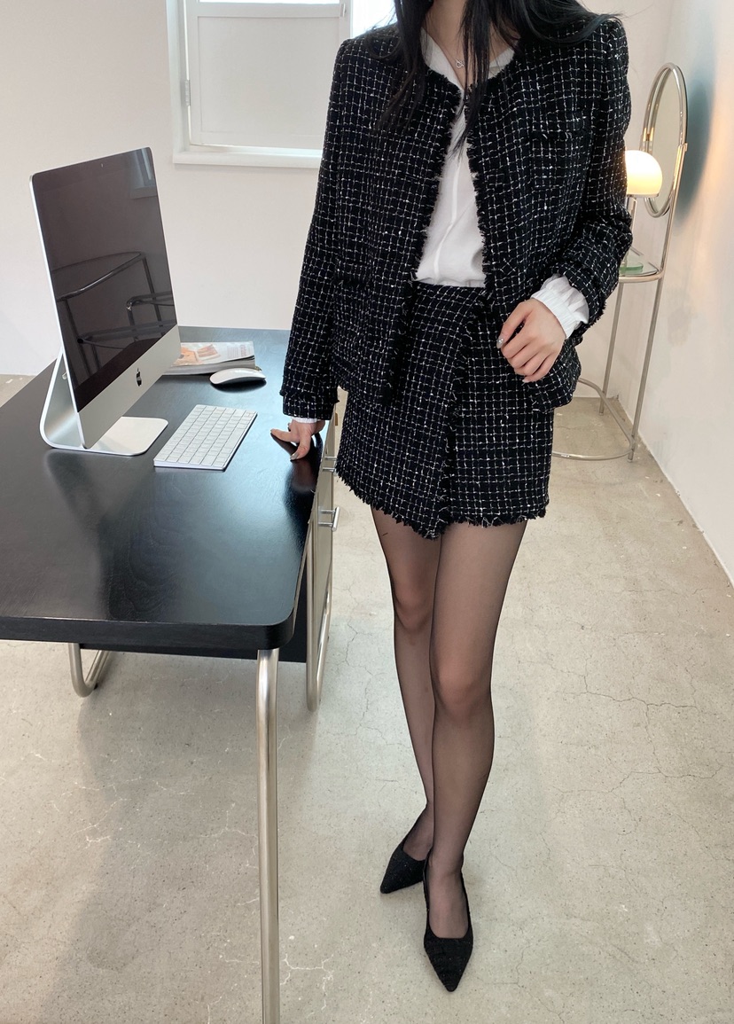 NDE韓國代購㊣女士新款熱賣時尚人氣25秋冬真品夾克粗花呢羊毛NDE夾克