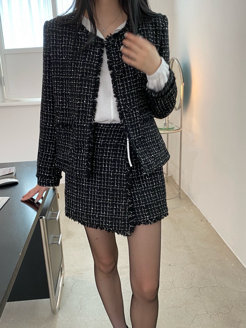 NDE韓國代購㊣女士新款熱賣時尚人氣25秋冬真品夾克粗花呢羊毛NDE夾克