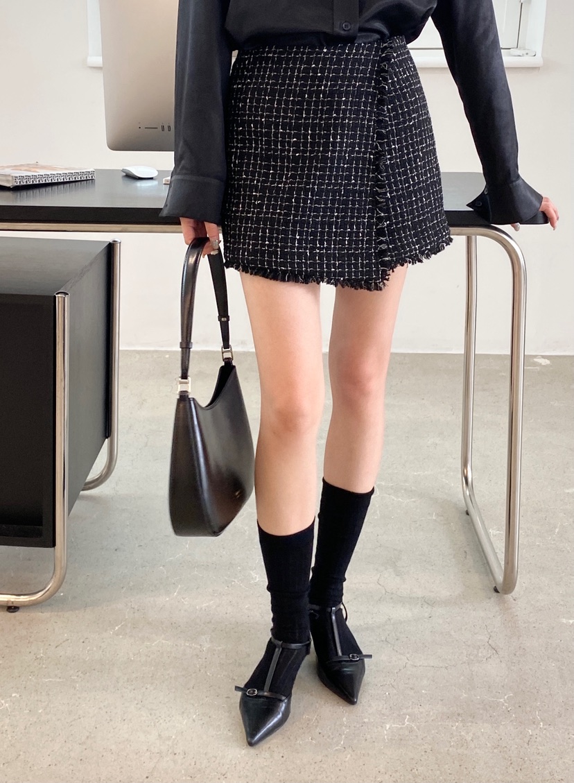 NDE東大門㊣代購女士新款職業休閑真品時尚熱賣裙褲粗花呢羊毛NDE裙褲
