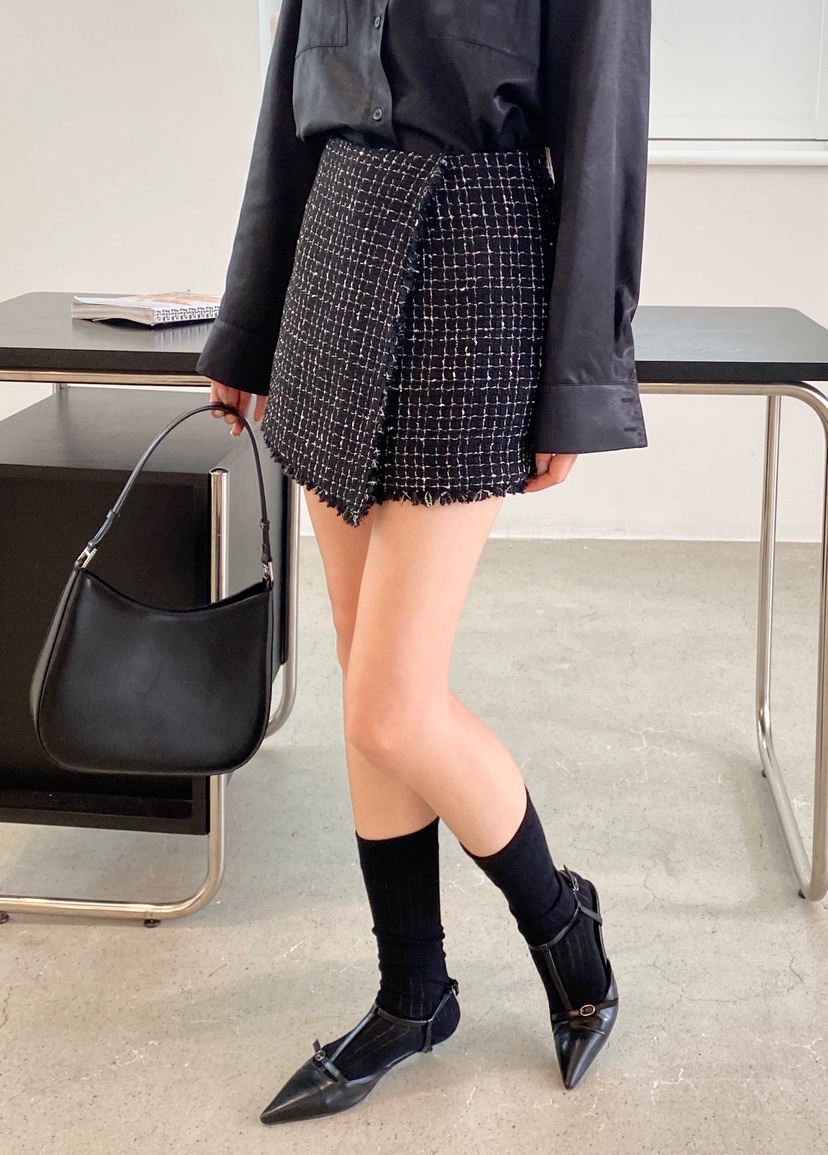 NDE東大門㊣代購女士新款職業休閑真品時尚熱賣裙褲粗花呢羊毛NDE裙褲