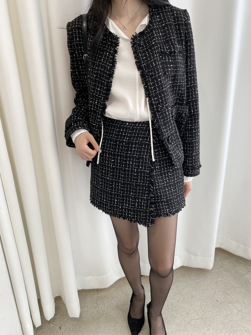 NDE東大門㊣代購女士新款職業休閑真品時尚熱賣裙褲粗花呢羊毛NDE裙褲