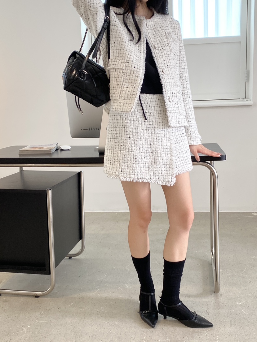 NDE東大門㊣代購女士新款職業休閑真品時尚熱賣裙褲粗花呢羊毛NDE裙褲