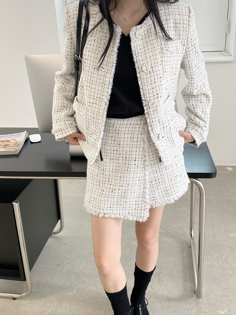 NDE東大門㊣代購女士新款職業休閑真品時尚熱賣裙褲粗花呢羊毛NDE裙褲