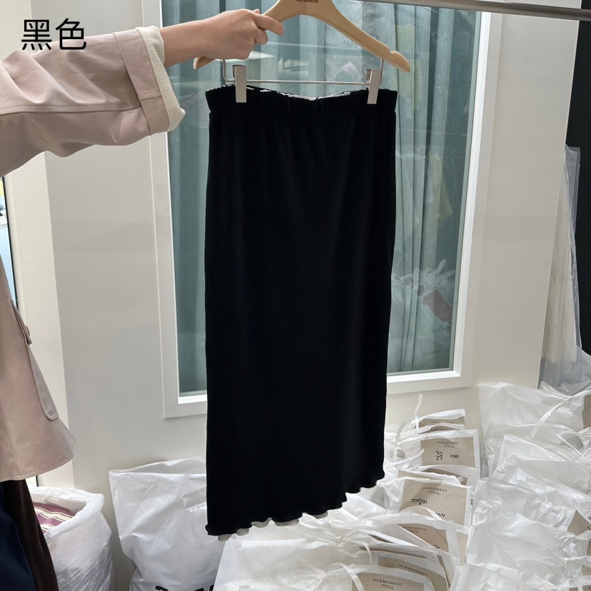 OURMOMENT韓國代購㊣女裝新款休閑推薦時尚長裙兩面可穿褶皺OURMOMENT長裙圖色3