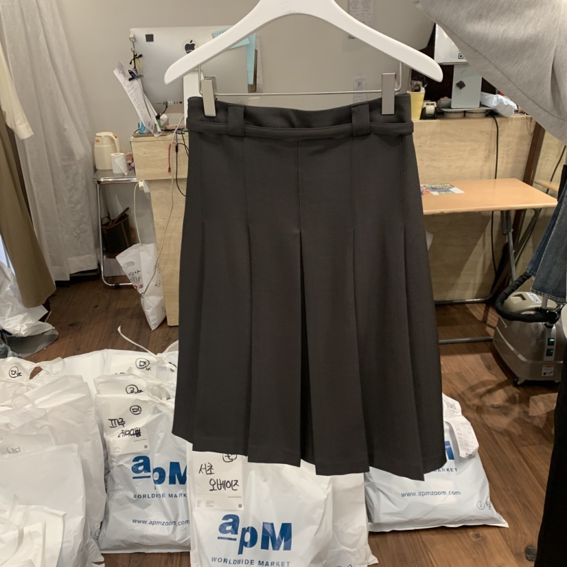 UNDERSTANDING東大門㊣直郵女裝新品休閑職業短裙含腰帶長款UNDERSTANDING短裙