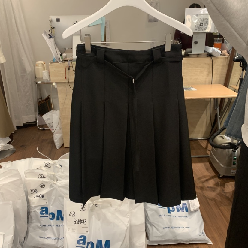 UNDERSTANDING東大門㊣直郵女裝新品休閑職業短裙含腰帶長款UNDERSTANDING短裙