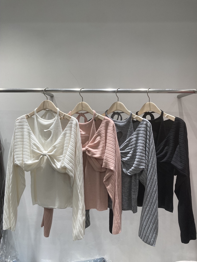 JOURNEY韓國直郵㊣女士新品25秋冬熱賣真品針織衫假兩件刺繡JOURNEY針織衫