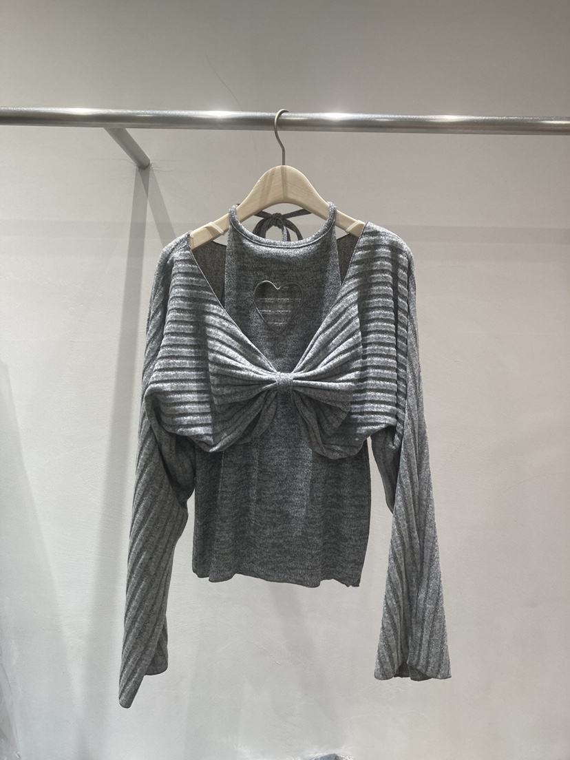 JOURNEY韓國直郵㊣女士新品25秋冬熱賣真品針織衫假兩件刺繡JOURNEY針織衫圖色2