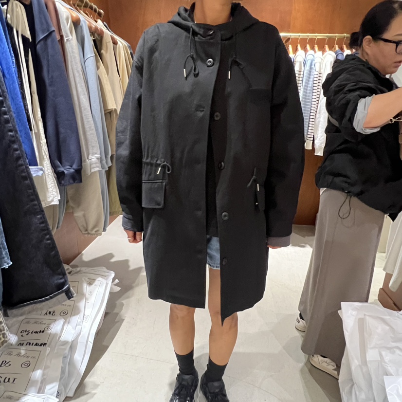 HEBON東大門㊣直郵女裝新款熱賣25秋冬人氣休閑長款風衣連帽HEBON長款風衣圖色3