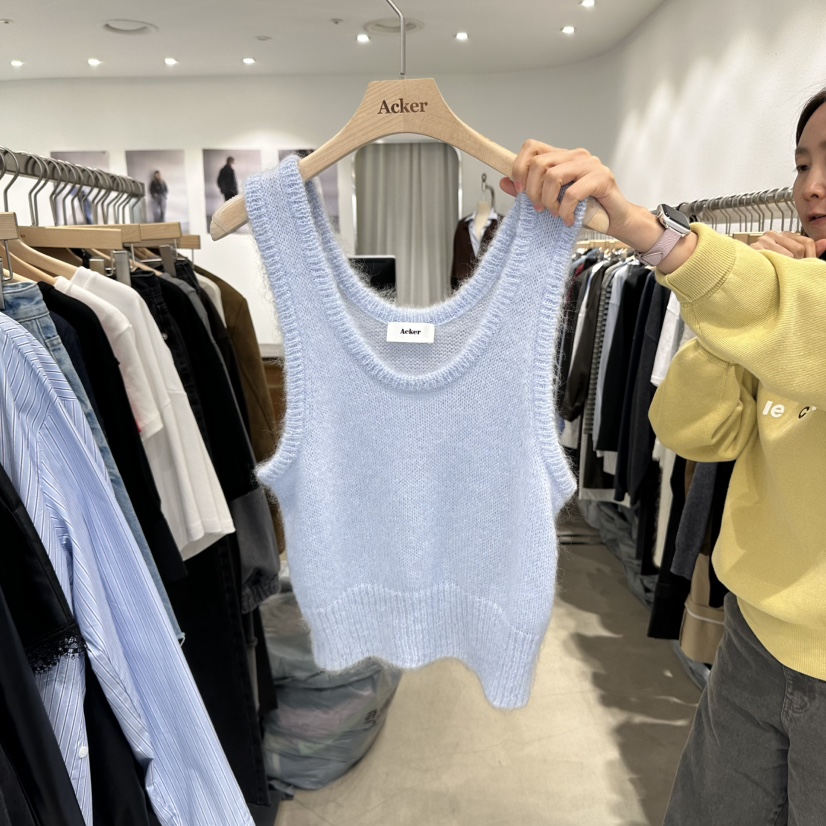 ACKER韓國直郵㊣女士新品人氣休閑25秋冬時尚吊帶背心馬海毛ACKER吊帶/背心