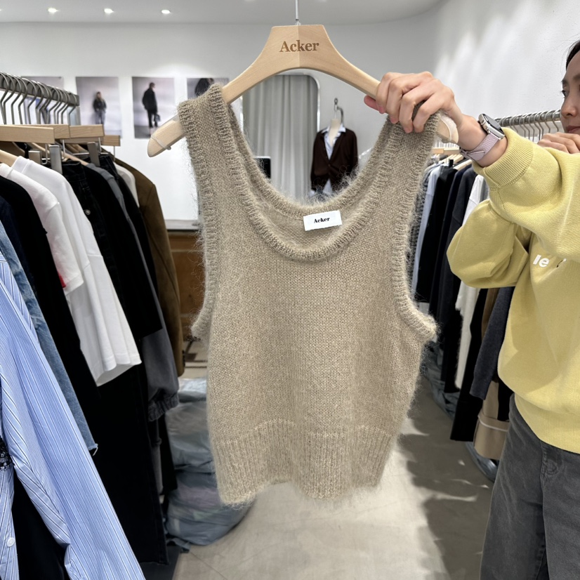 ACKER韓國直郵㊣女士新品人氣休閑25秋冬時尚吊帶背心馬海毛ACKER吊帶/背心圖色2