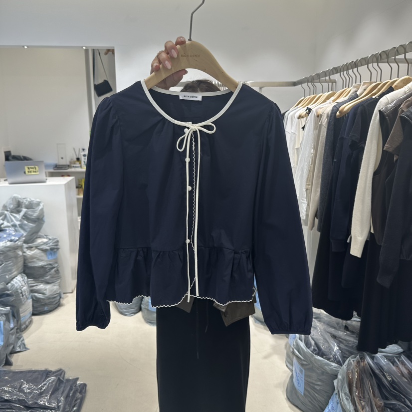 RICH SISTER東大門㊣代購女裝新款25秋冬人氣熱賣襯衫蕾絲衫RICH SISTER襯衫/蕾絲衫圖色2