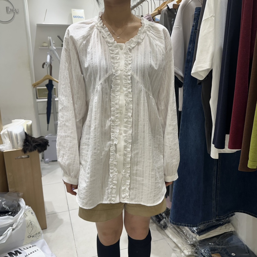 EN.U韓國直郵㊣女裝新款熱賣休閑職業25秋冬人氣襯衫蕾絲衫EN.U襯衫/蕾絲衫