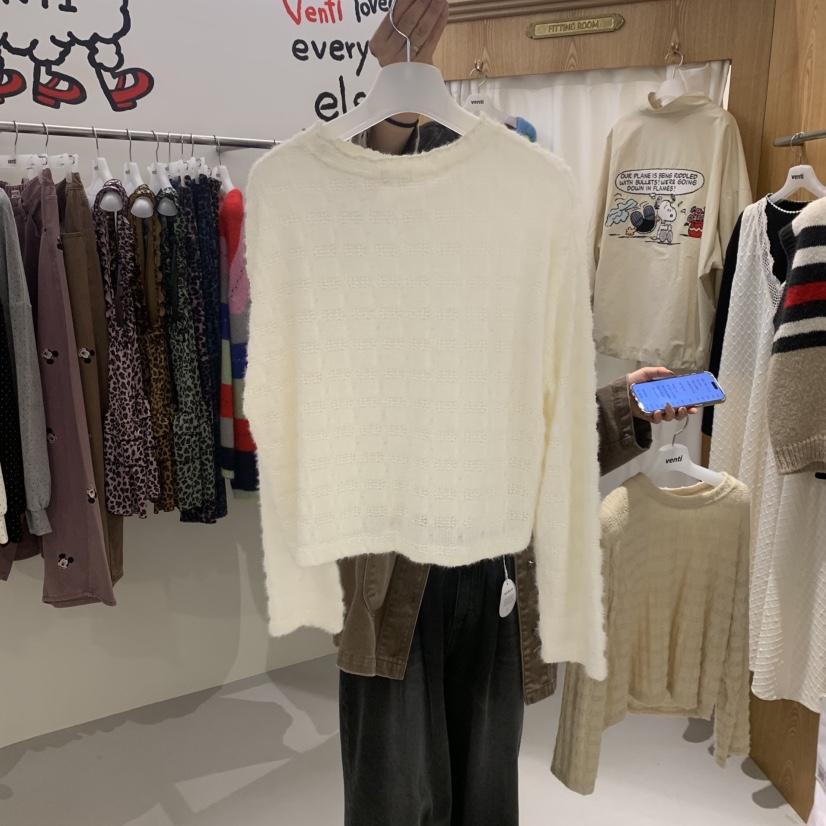 VENTI韓國代購㊣女裝新款時尚推薦熱賣職業休閑長袖T恤羊駝VENTI長袖T恤