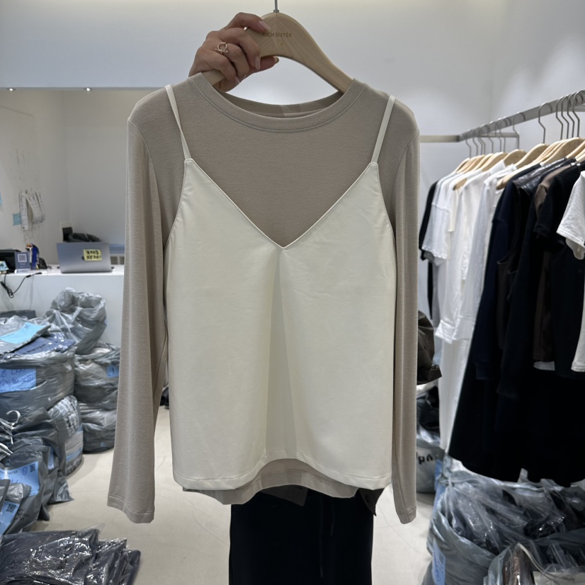 RICH SISTER東大門㊣代購女裝新品推薦吊帶背心不含內搭皮革緊身RICH SISTER吊帶/背心