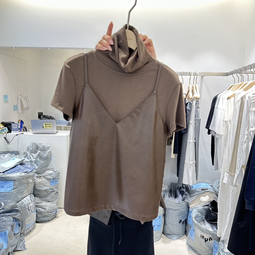 RICH SISTER東大門㊣代購女裝新品推薦吊帶背心不含內搭皮革緊身RICH SISTER吊帶/背心圖色2