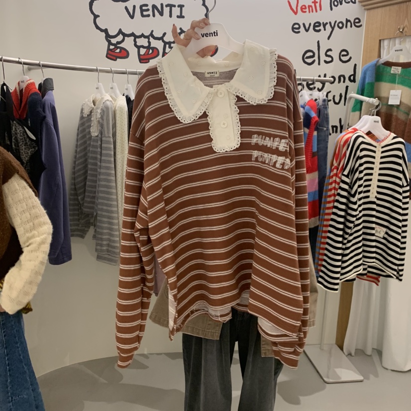 VENTI韓國直郵㊣女士新品25秋冬休閑人氣時尚真品推薦衛衣刺繡VENTI衛衣圖色3
