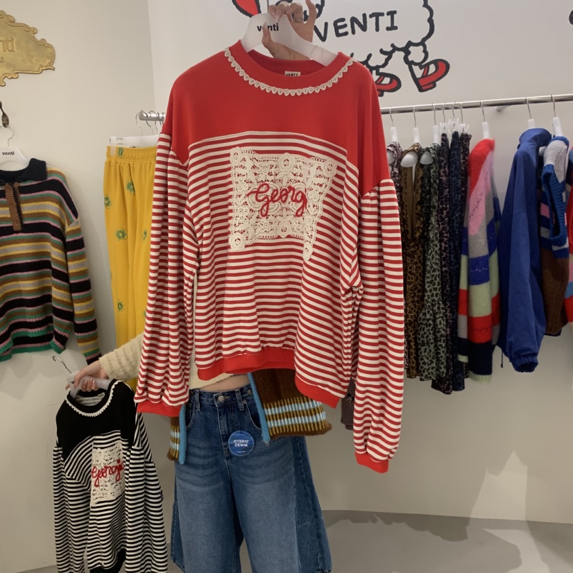 VENTI韓國代購㊣女裝新品熱賣人氣休閑真品25秋冬推薦衛衣蕾絲VENTI衛衣