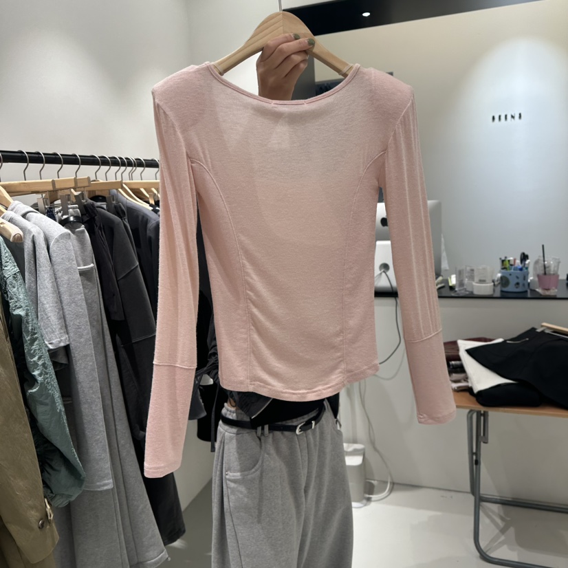 BEENS韓國代購㊣女裝新品休閑職業推薦真品25秋冬時尚長袖T恤BEENS長袖T恤