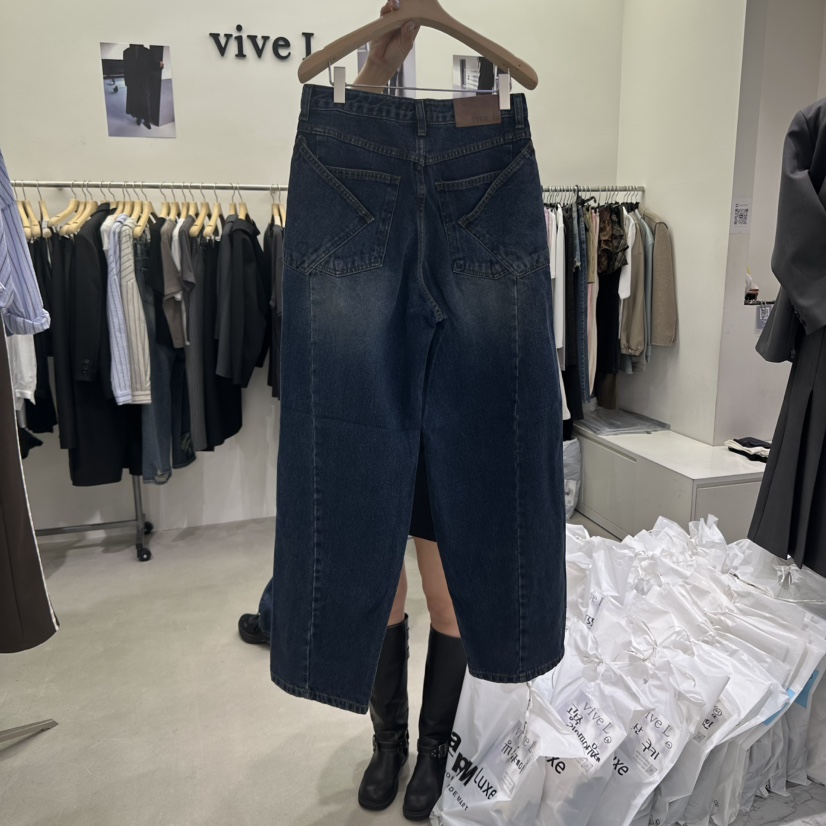 VIVEL東大門㊣代購女裝新品休閑熱賣時尚人氣25秋冬牛仔褲雙口袋VIVEL牛仔褲