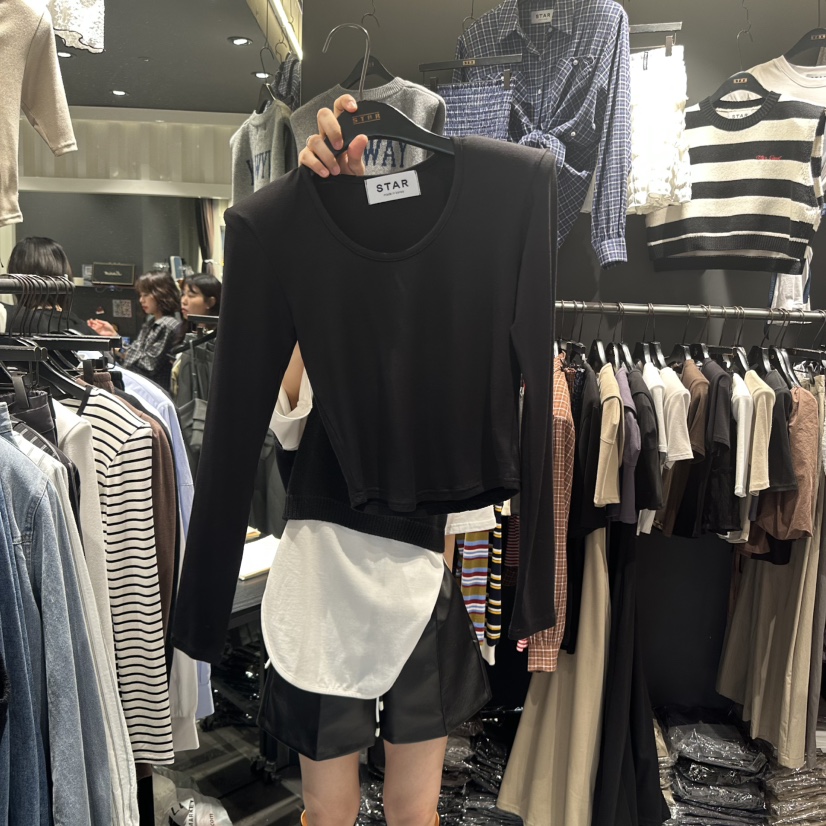 LONE STAR韓國直郵㊣女裝新品25秋冬時尚休閑人氣職業長袖T恤LONE STAR長袖T恤圖色2