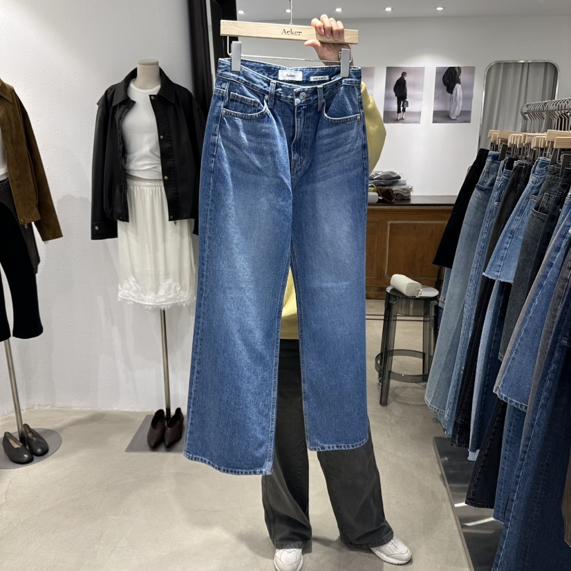 ACKER韓國代購㊣女士新品25秋冬熱賣人氣時尚休閑真品牛仔褲ACKER牛仔褲