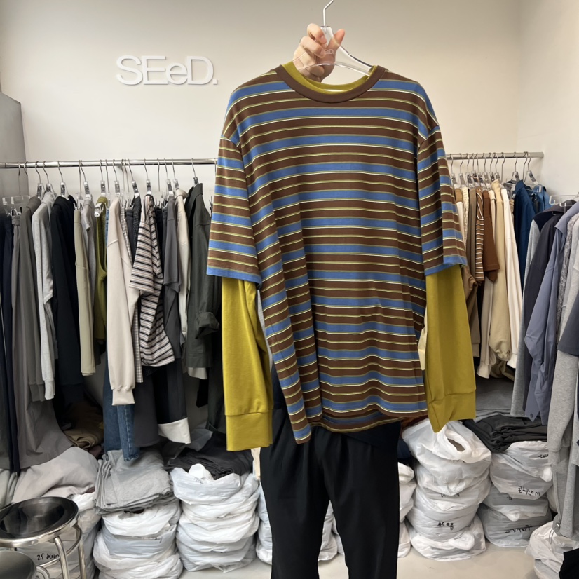 LEESEED-A東大門㊣直郵女士新款推薦時尚人氣T恤不含內搭條紋SEeD/LEESEEDT恤圖色3