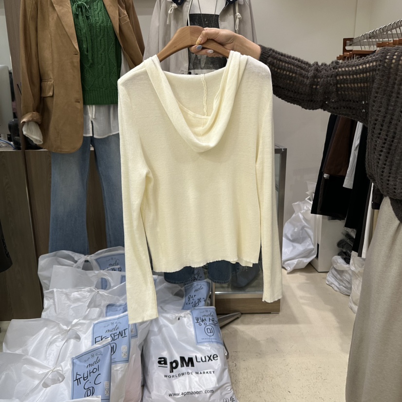 MELO韓國代購㊣女士新品人氣推薦時尚長袖T恤連帽針織衫假兩件MELO長袖T恤