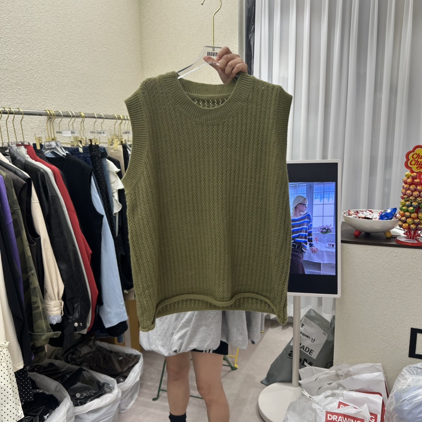 DRAWING東大門㊣實拍女裝新品熱賣休閑吊帶背心不含內搭奶油色DRAWING吊帶/背心圖色2