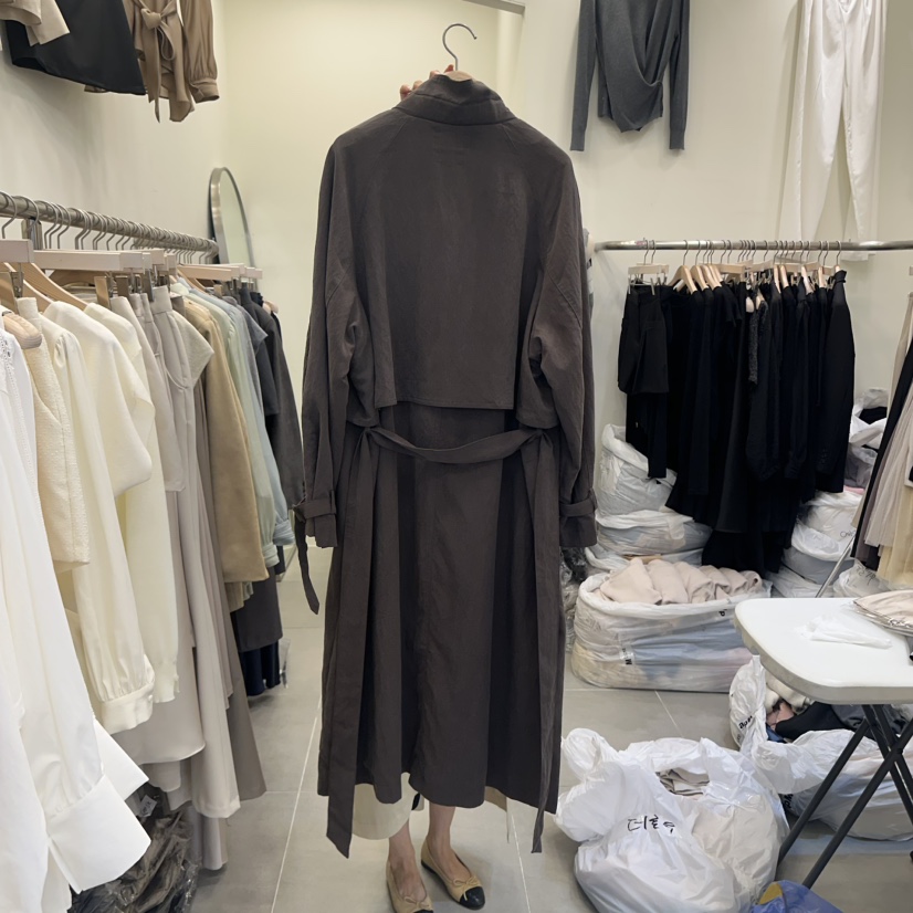 THE LOW東大門㊣實拍女裝新品人氣職業熱賣時尚25秋冬長款風衣THE LOW長款風衣