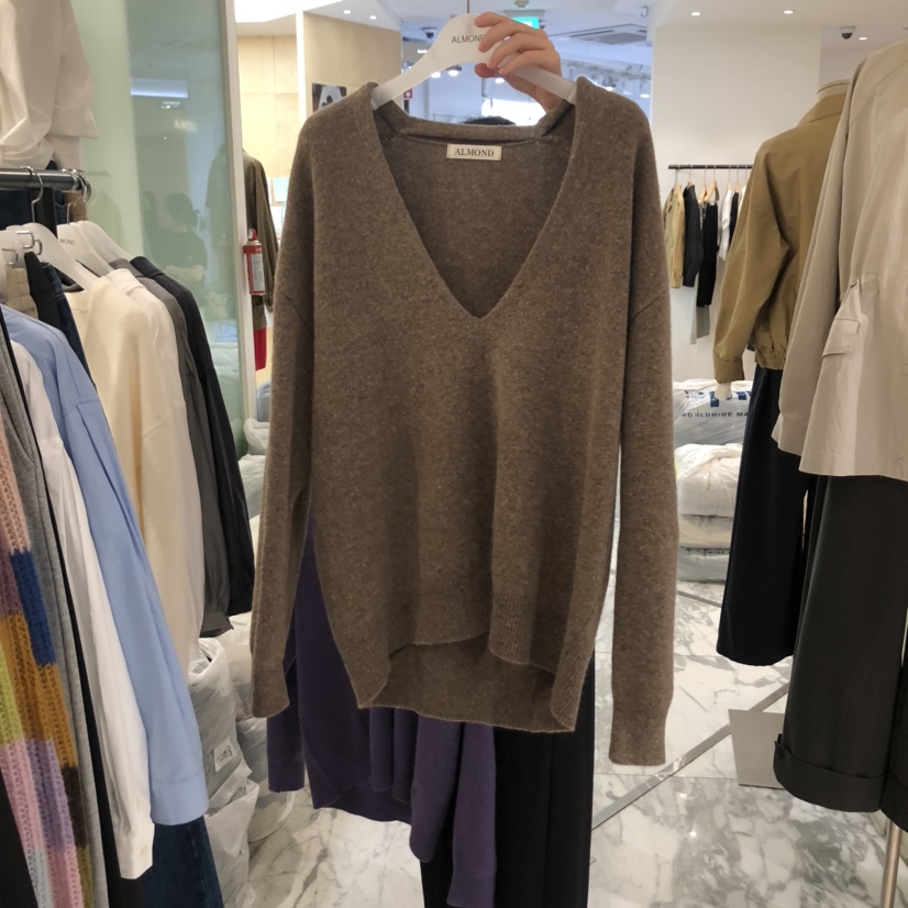 ALMOND韓國直郵㊣女裝新品熱賣25秋冬人氣時尚休閑針織衫V領ALMOND針織衫圖色2