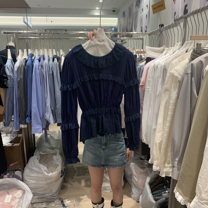 OGI韓國代購㊣女士新品25秋冬時尚職業熱賣人氣真品襯衫蕾絲衫FLat OGI襯衫/蕾絲衫