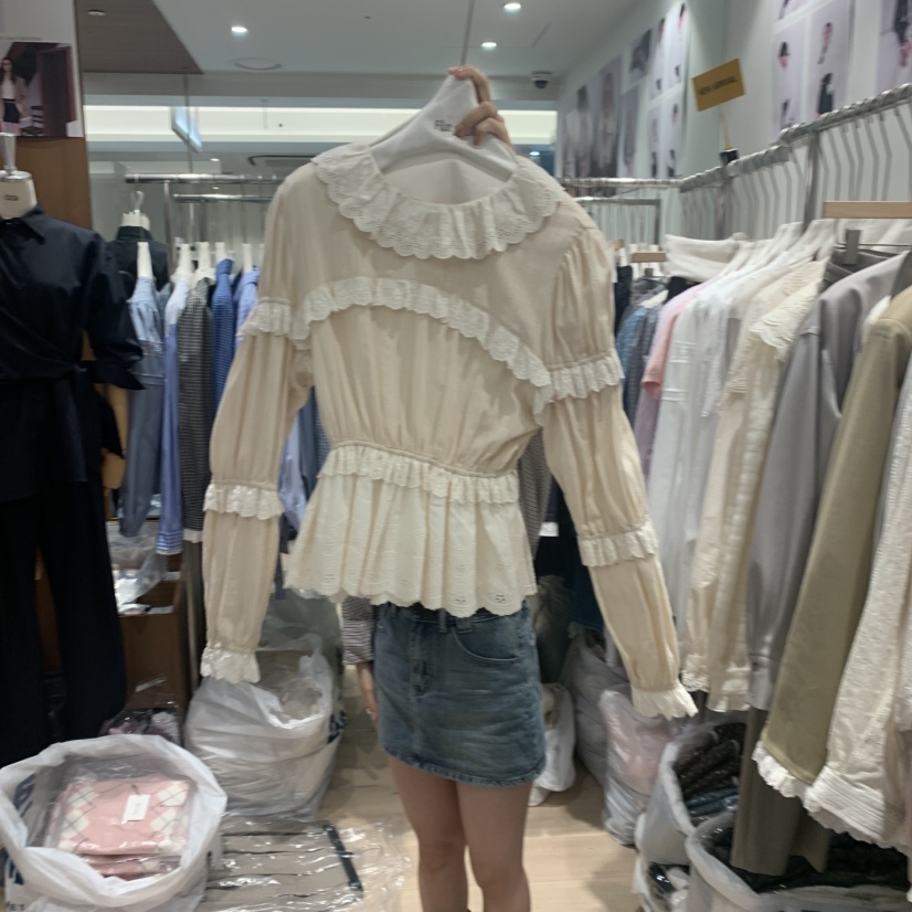 OGI韓國代購㊣女士新品25秋冬時尚職業熱賣人氣真品襯衫蕾絲衫FLat OGI襯衫/蕾絲衫圖色2