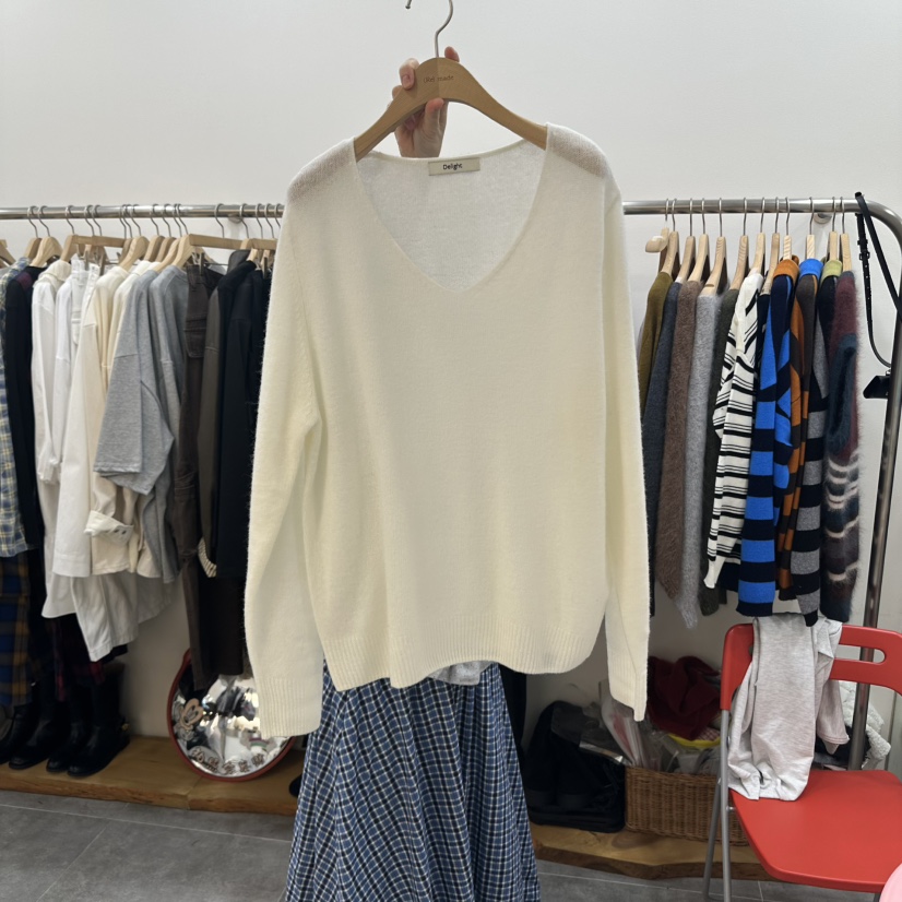 DELIGHT-L東大門㊣實拍女裝新品25秋冬人氣真品休閑針織衫V領DELIGHT針織衫圖色2